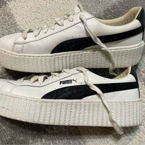 FENTY BY RIHANNA PUMA CREEPER SNEAKER Black and White Leather Sneakers Size 9.5